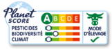 Planet Score A (Pesticides A, Biodiversité B, Climat A, mode d'élevage bovin Vert)